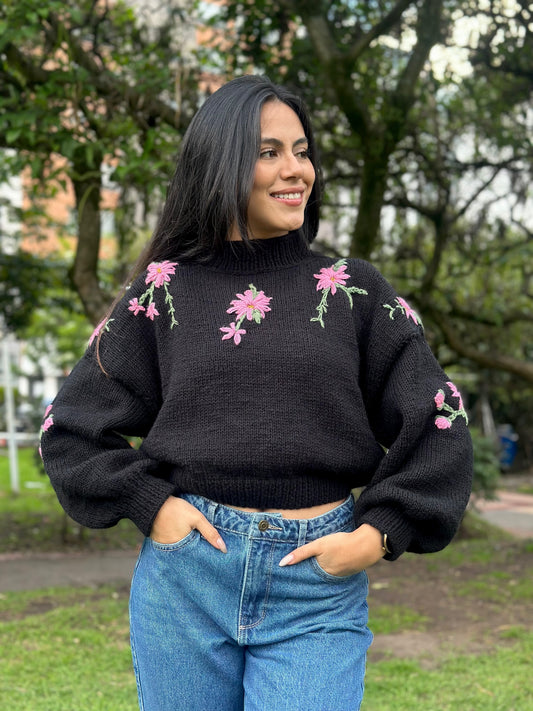 Tejido Esencia Floral negro